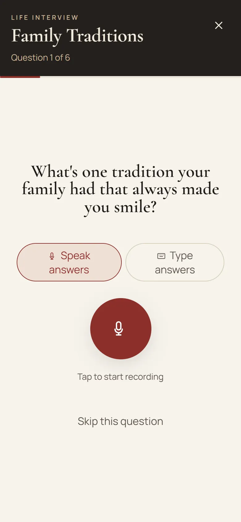 The interview with the first question about your mother
